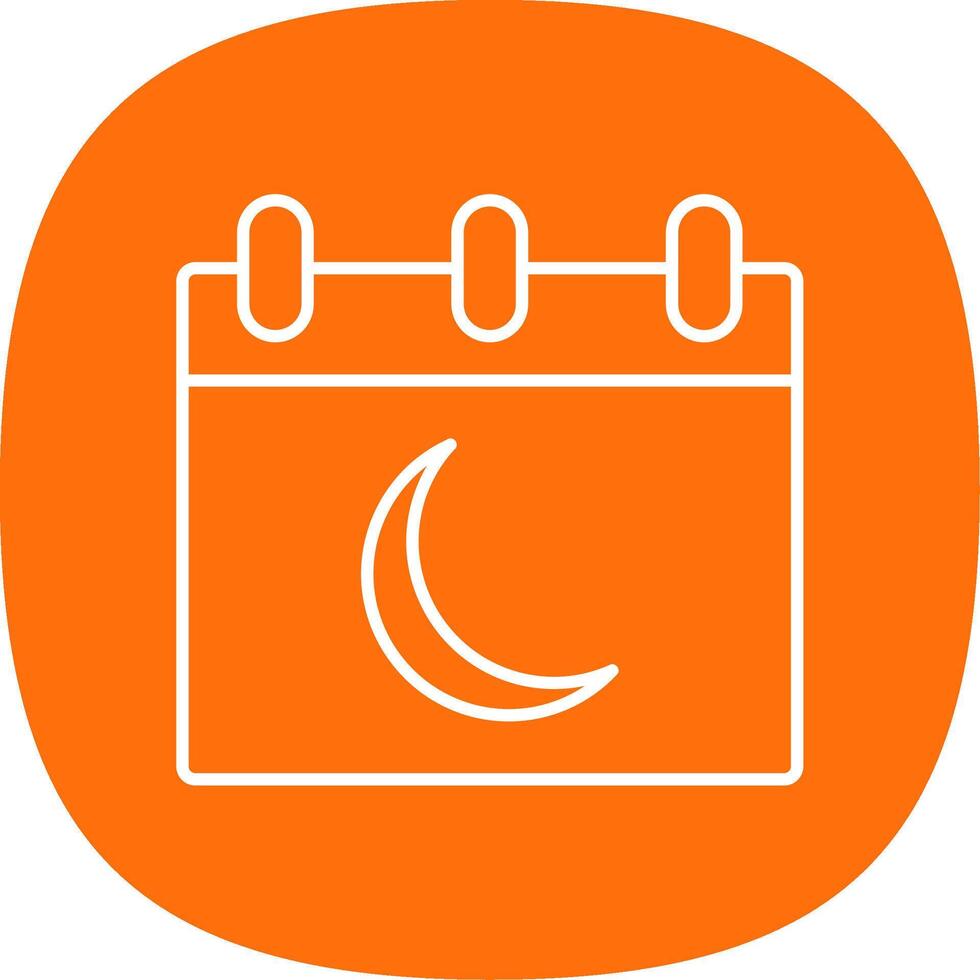 Moon Calendar Line Curve Icon vector