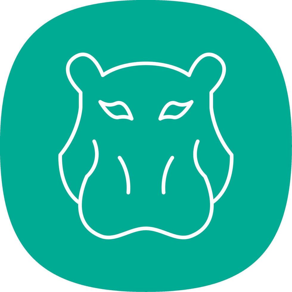 Hippopotamus Line Curve Icon vector