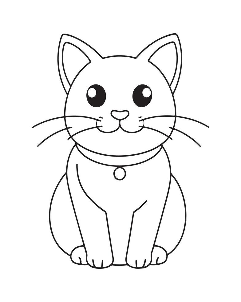 Cute Cat Coloring Pages, Cat illustration, Beautiful cat black and white vector