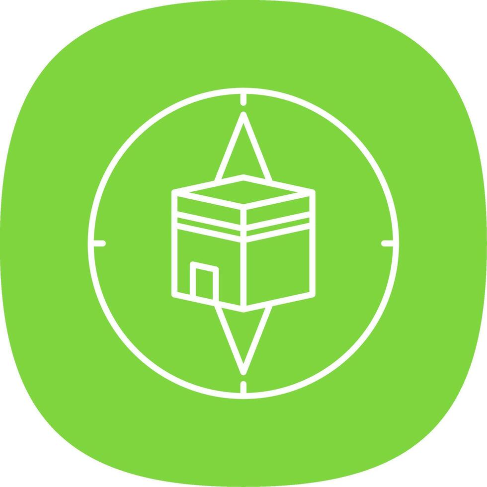 Qibla Compass Line Curve Icon vector