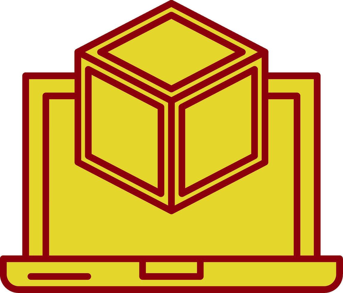 3D Design Line Two Color Icon vector