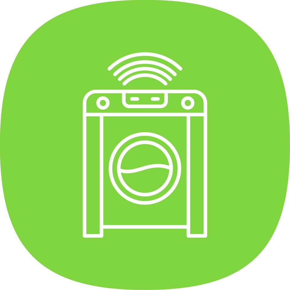 Smart Washing Machine Line Curve Icon vector