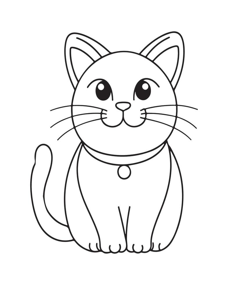 Cute Cat Coloring Pages, Cat illustration, Beautiful cat black and white vector