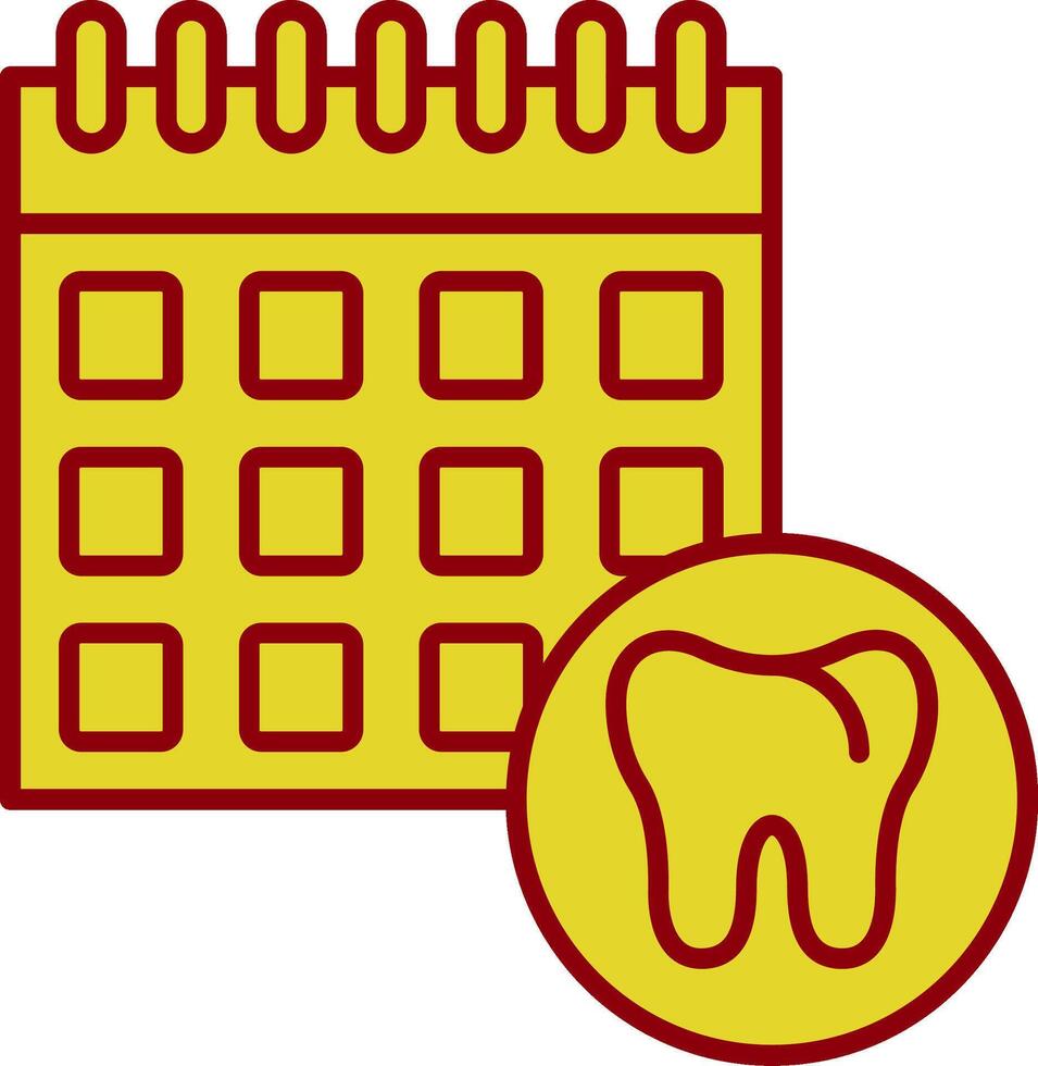 dental calendario línea dos color icono vector