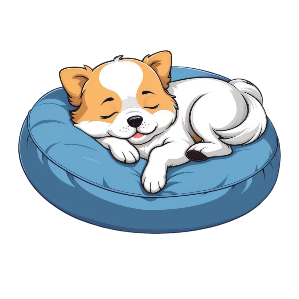 cartoon dog sleeping on a pillow png