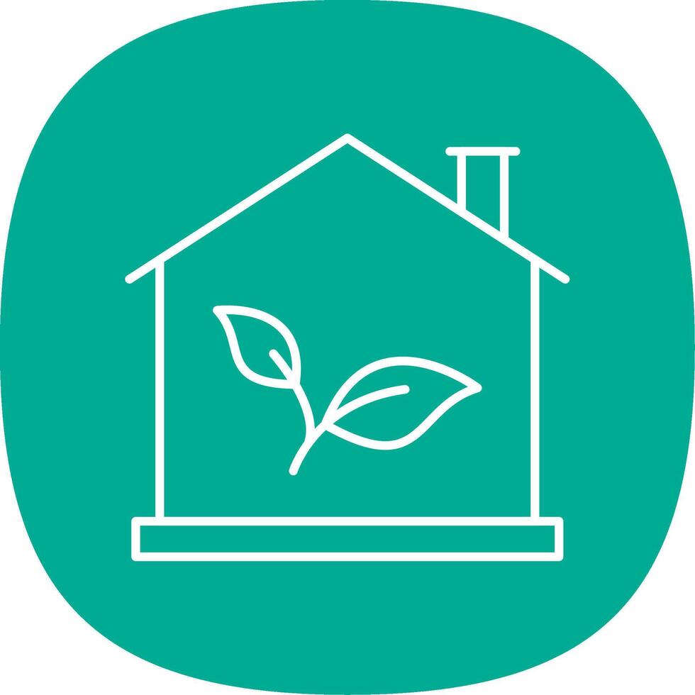 Eco House Line Curve Icon vector