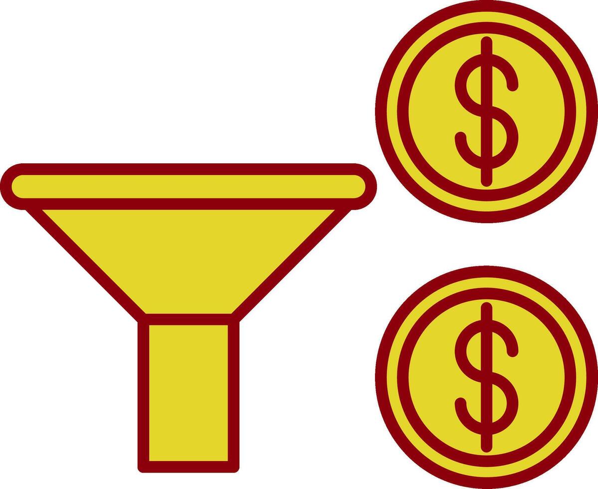 icono de dos colores de la línea del embudo de ventas vector