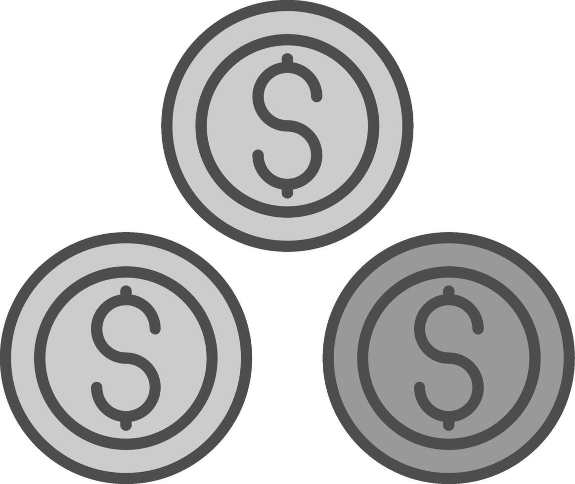 dólar monedas relleno icono vector