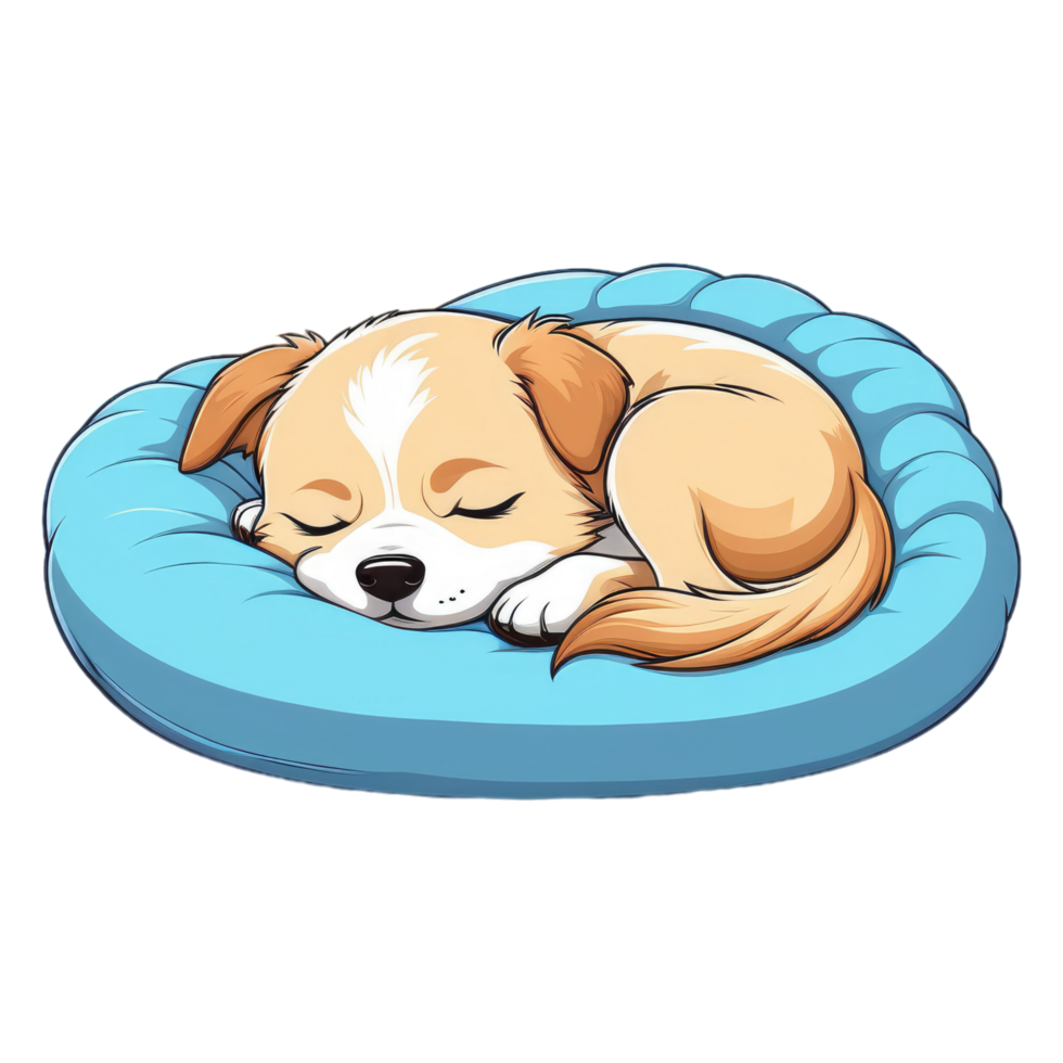 cartoon dog sleeping on a pillow png