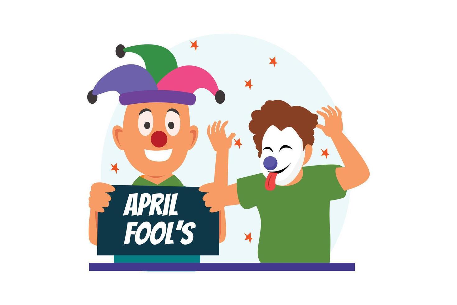 April Fools Flat Illustration Design vector