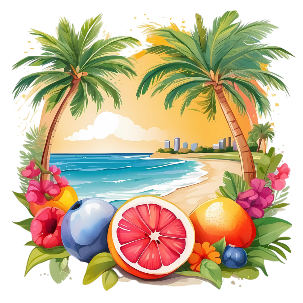Tshirt Design Summer Concept on Vibrant Colors png