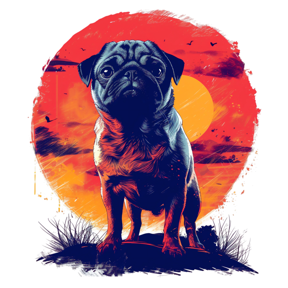Cool Pug For Tshirt Design png