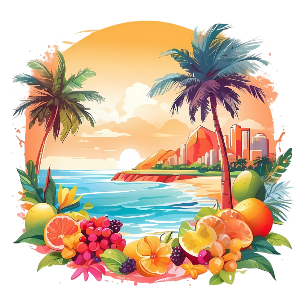 Tshirt Design Summer Concept on Vibrant Colors png