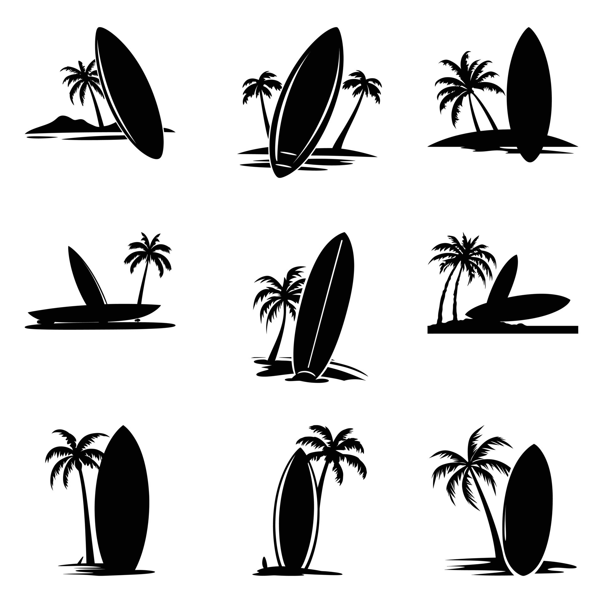 Dynamic Waves Surfboard Silhouettes for Extreme Sports Enthusiasts and 