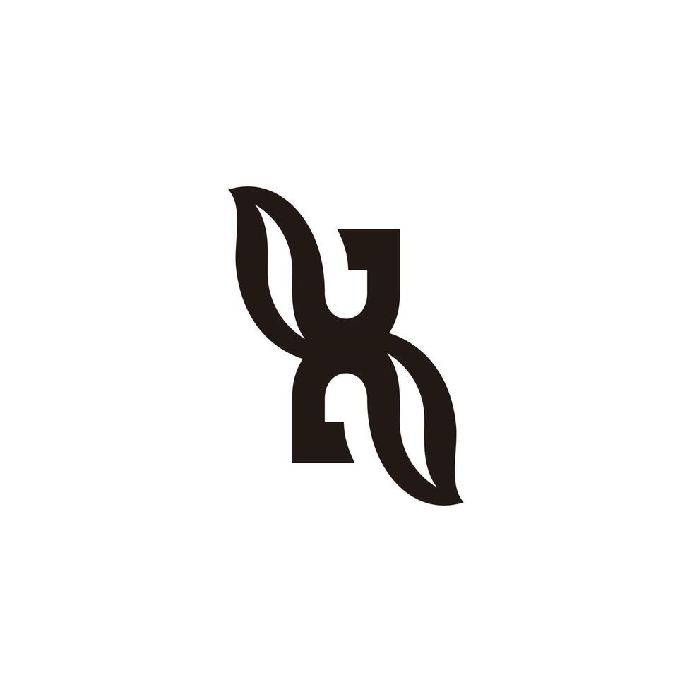letra jn curvas hoja elegante sencillo logo vector