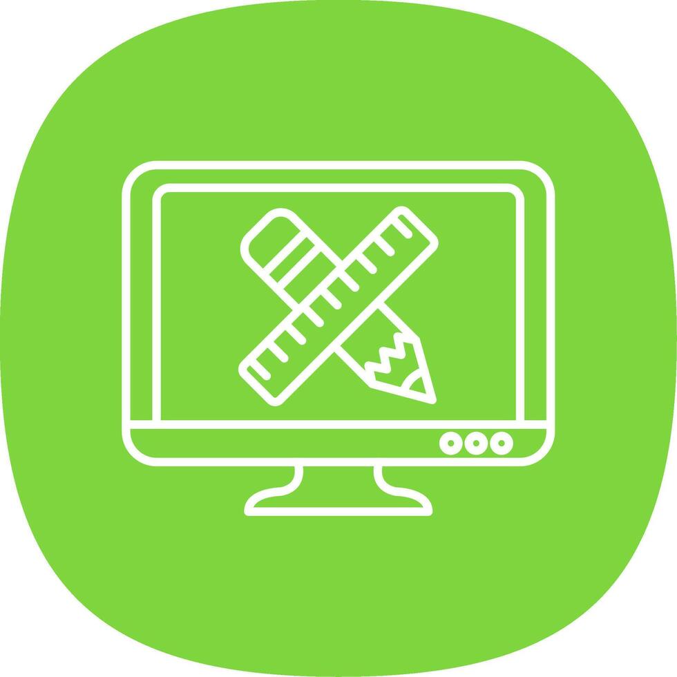 Pencil And Ruler Line Curve Icon vector