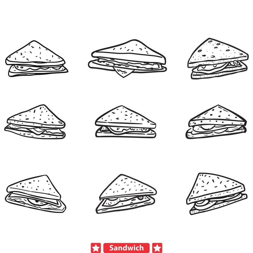 Satisfying Sandwich Silhouettes Add Flavor to Your Food related Graphics vector