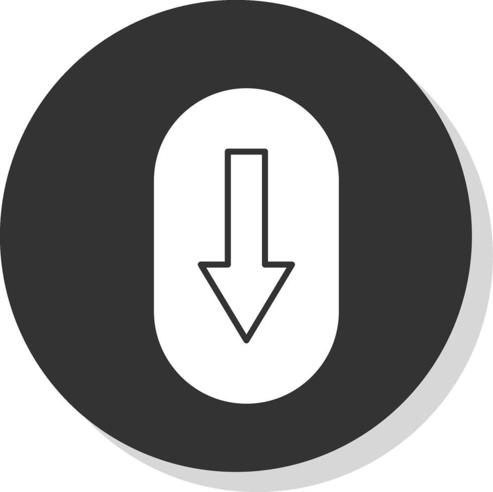 Desplazarse abajo glifo gris circulo icono vector