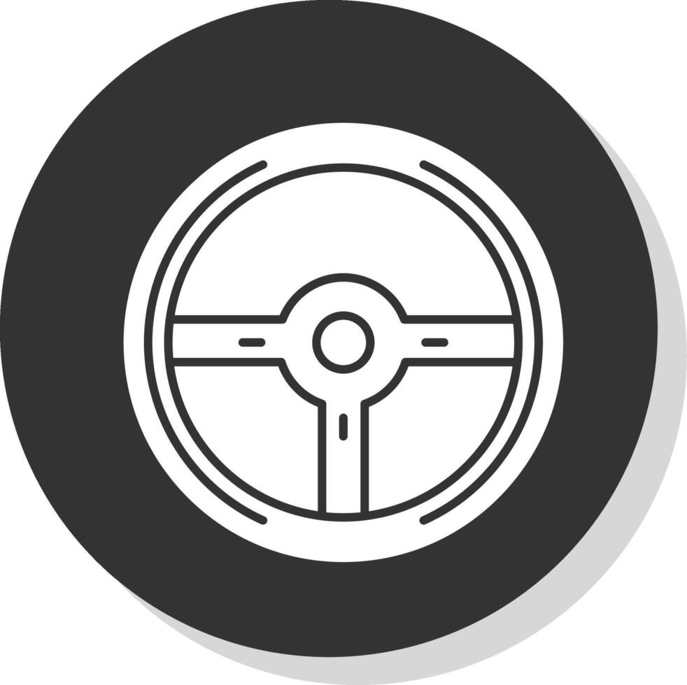 direccion rueda glifo gris circulo icono vector