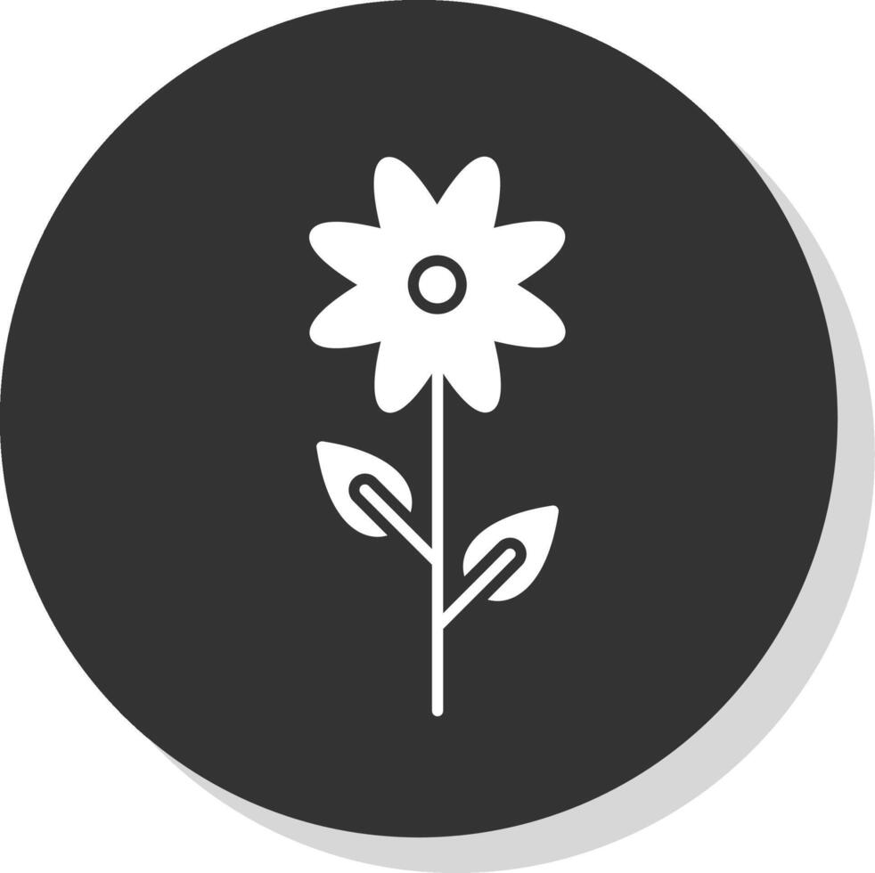 flor glifo gris circulo icono vector