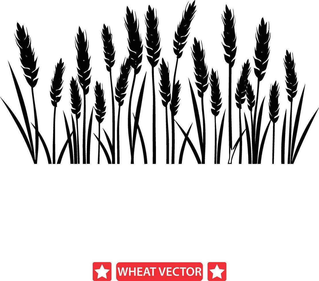 Fields of Plenty Enchanting Wheat Silhouette Compilation vector