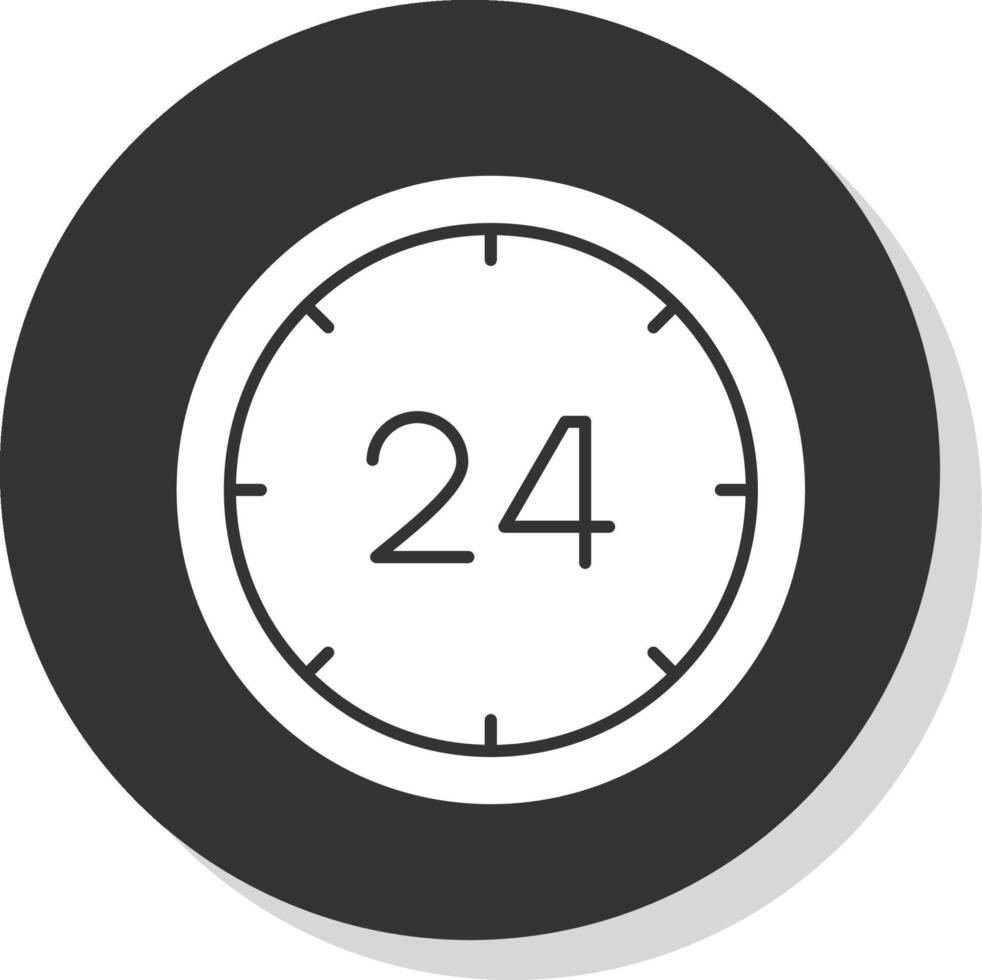 24 horas glifo gris circulo icono vector