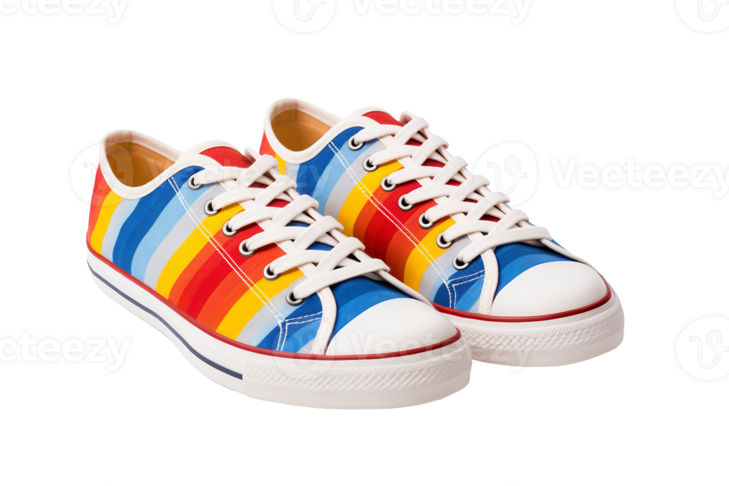 Striped Canvas Sneakers on transparent background. png