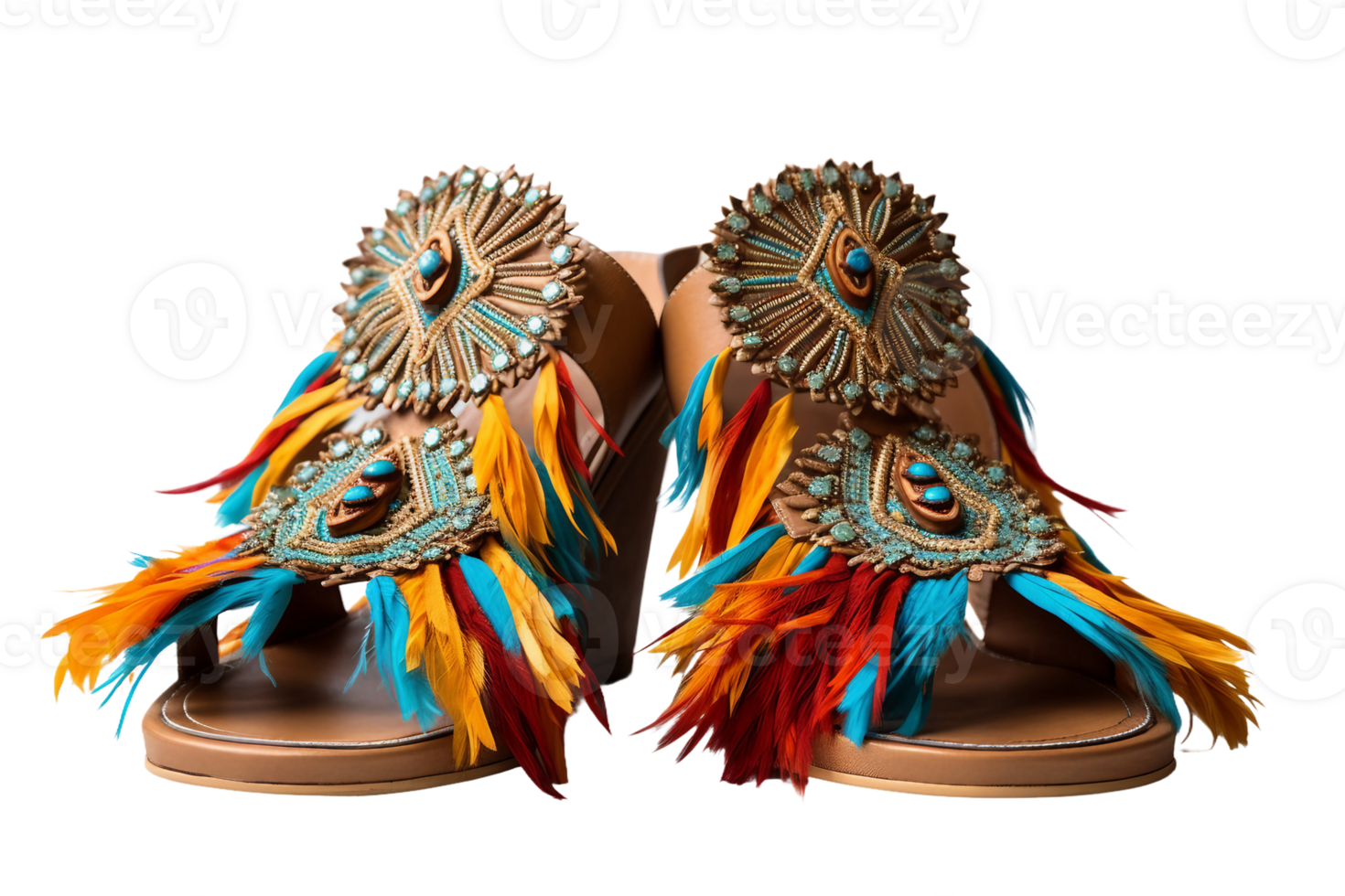 Fringed Sandals on transparent background. png