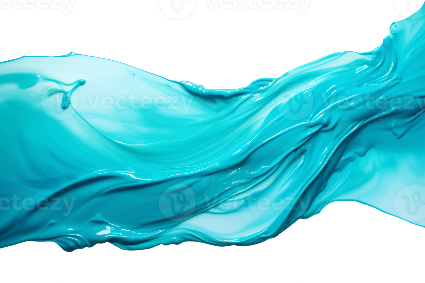 Brush Strokes of Turquoise on transparent background. png