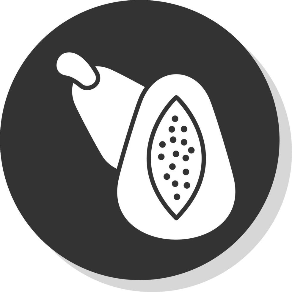 papaya glifo gris circulo icono vector