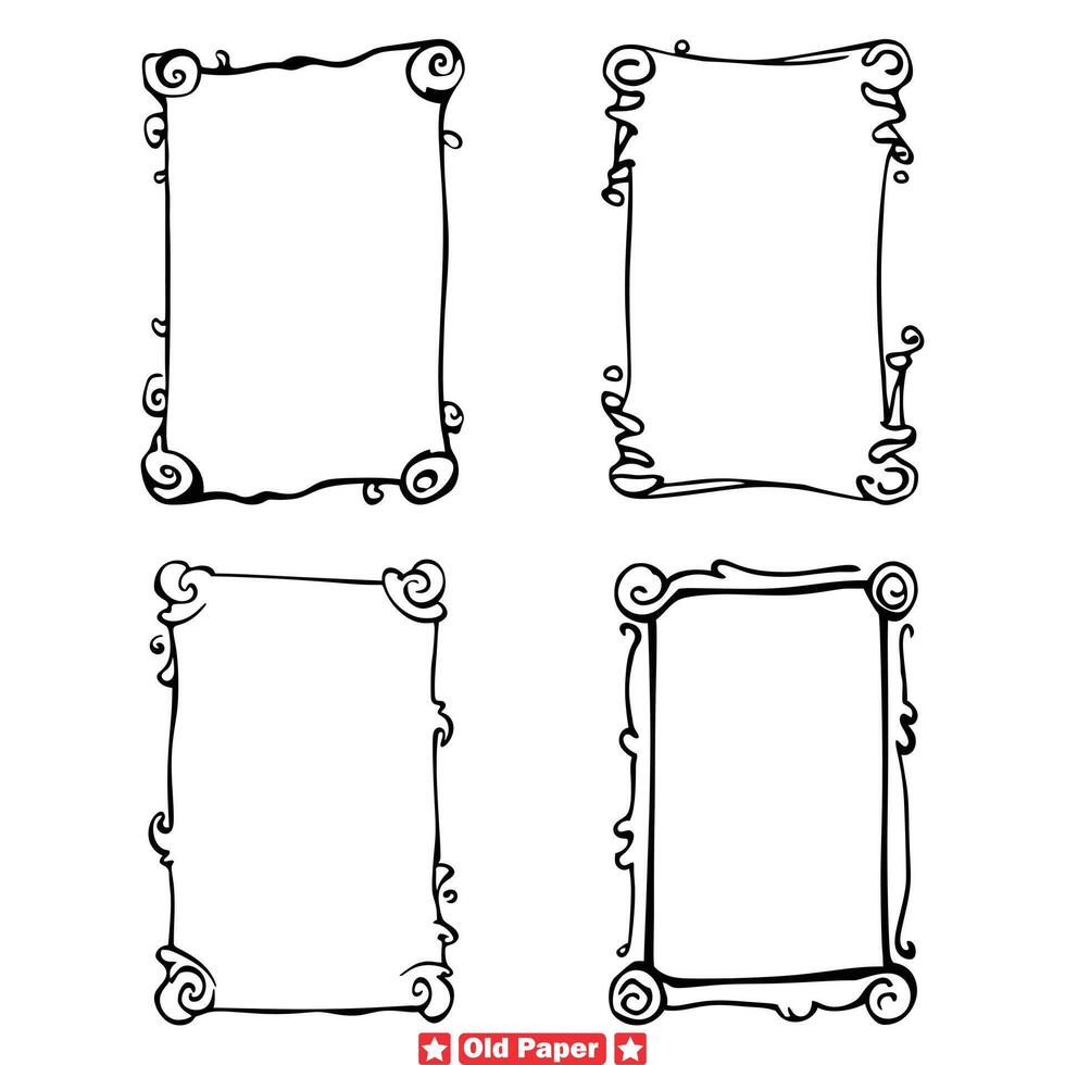 rústico elegancia hora desgastado antiguo papel siluetas para Clásico creaciones vector