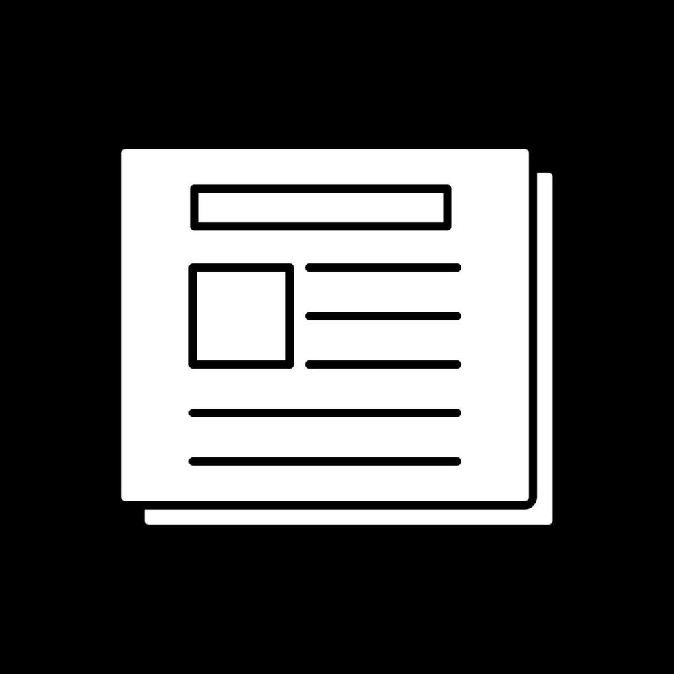 Newspaper Glyph Inverted Icon vector