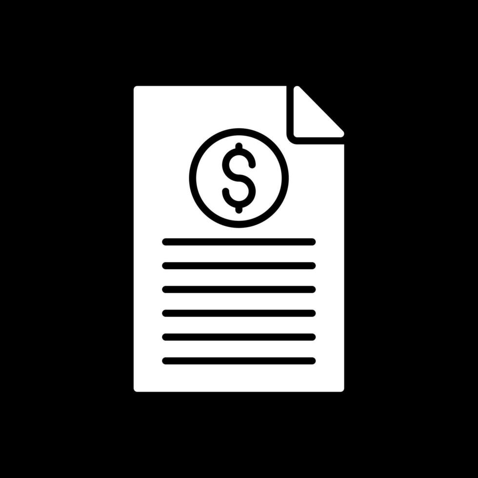 Invoice Glyph Inverted Icon vector