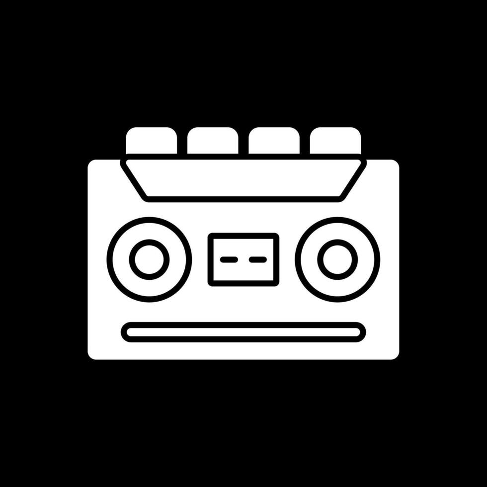 Cassette Recorder Glyph Inverted Icon vector