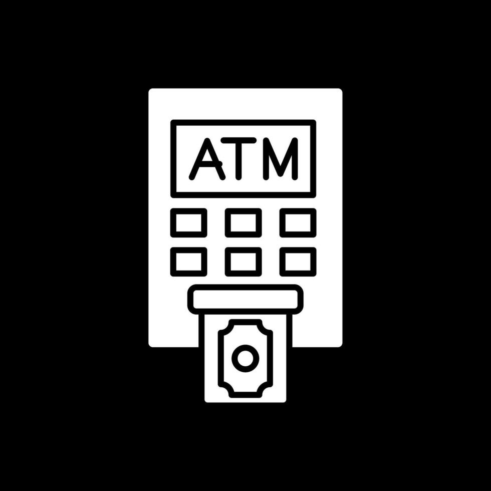 Atm Machine Glyph Inverted Icon vector
