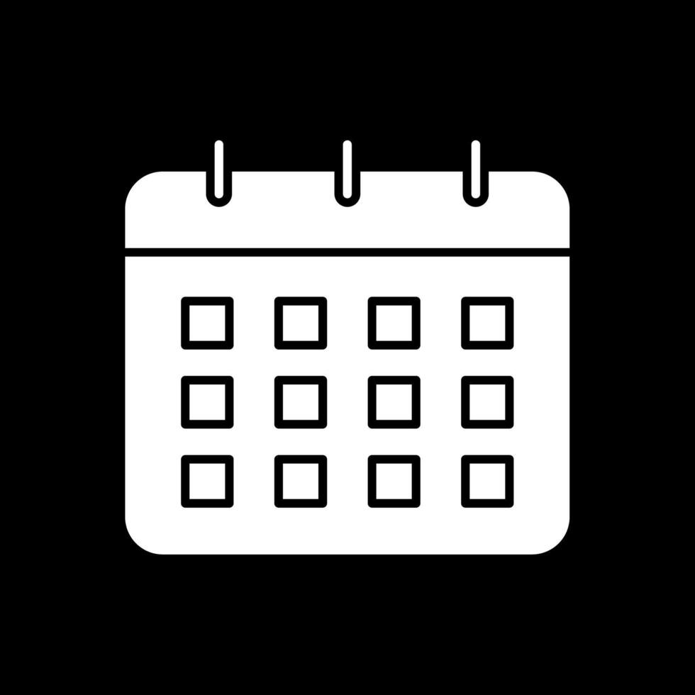 Calendar Glyph Inverted Icon vector