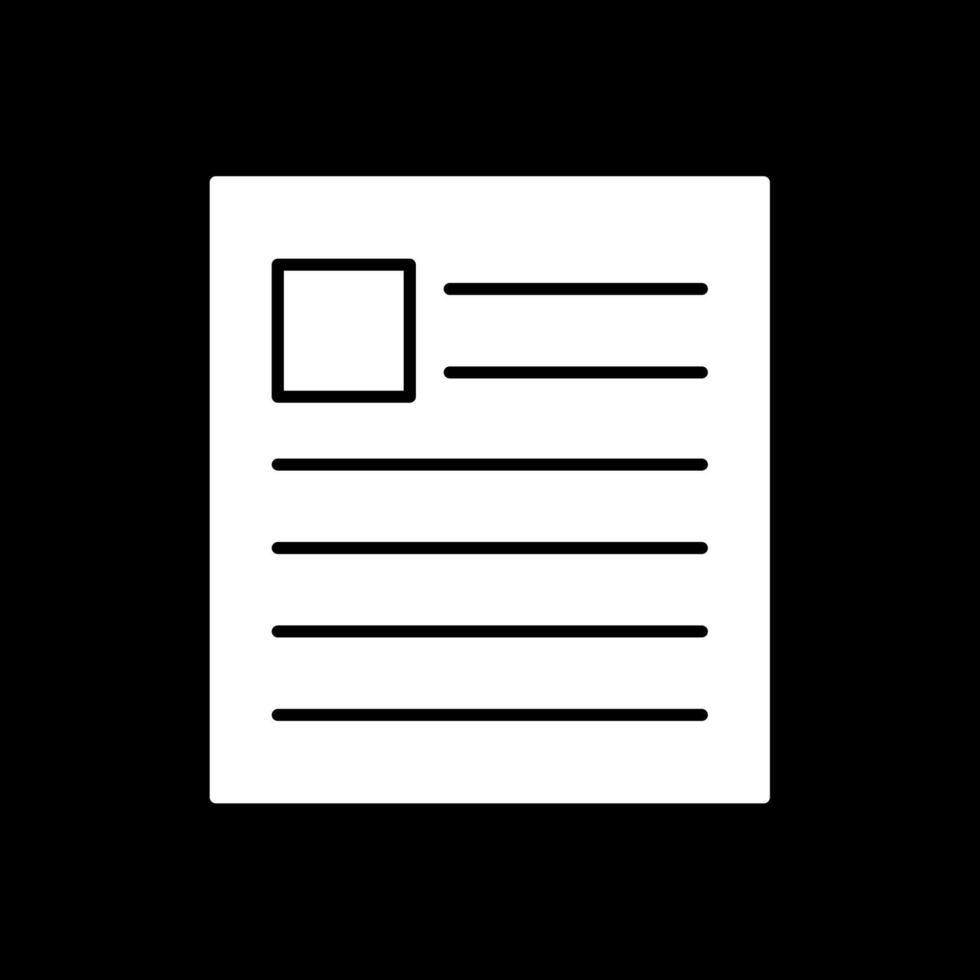 News Glyph Inverted Icon vector