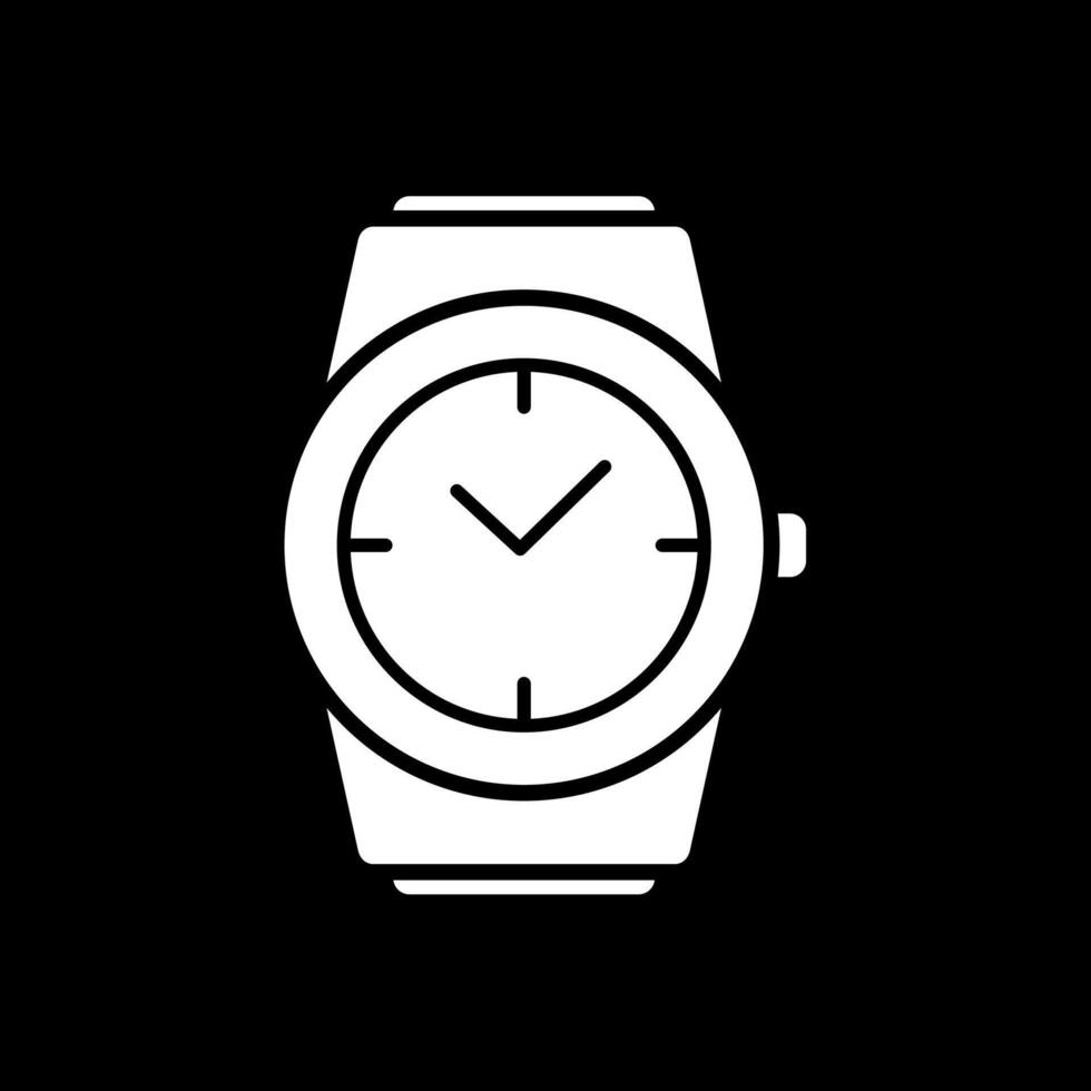 elegante reloj glifo invertido icono vector