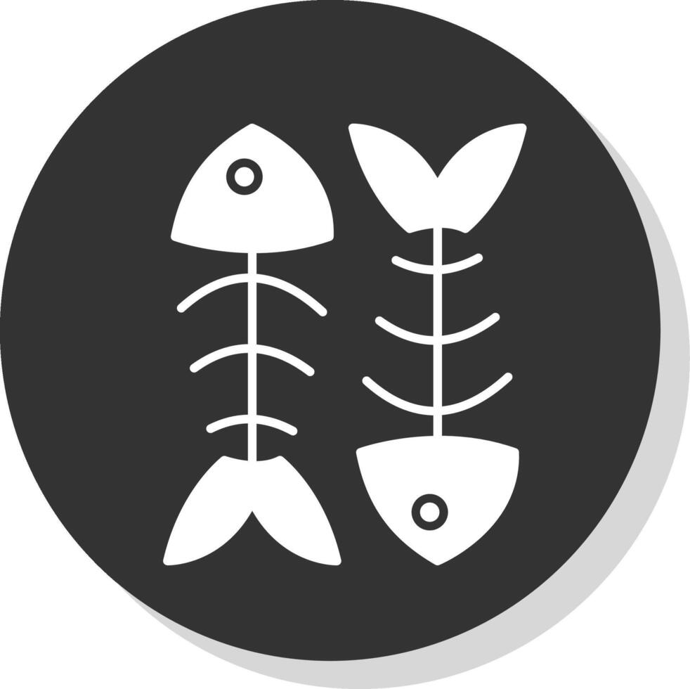 Fishbone Glyph Grey Circle Icon vector