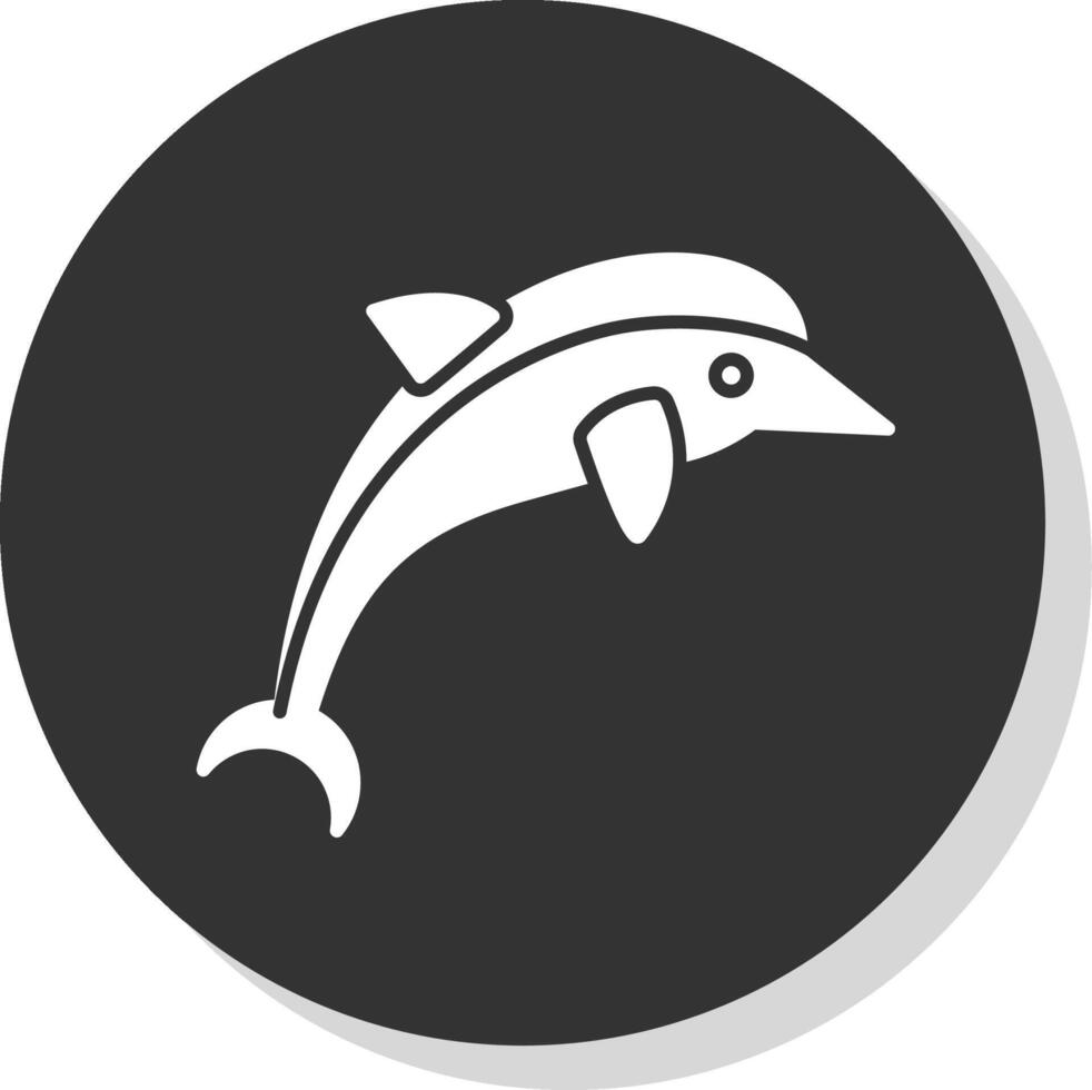 Dolphin Glyph Grey Circle Icon vector