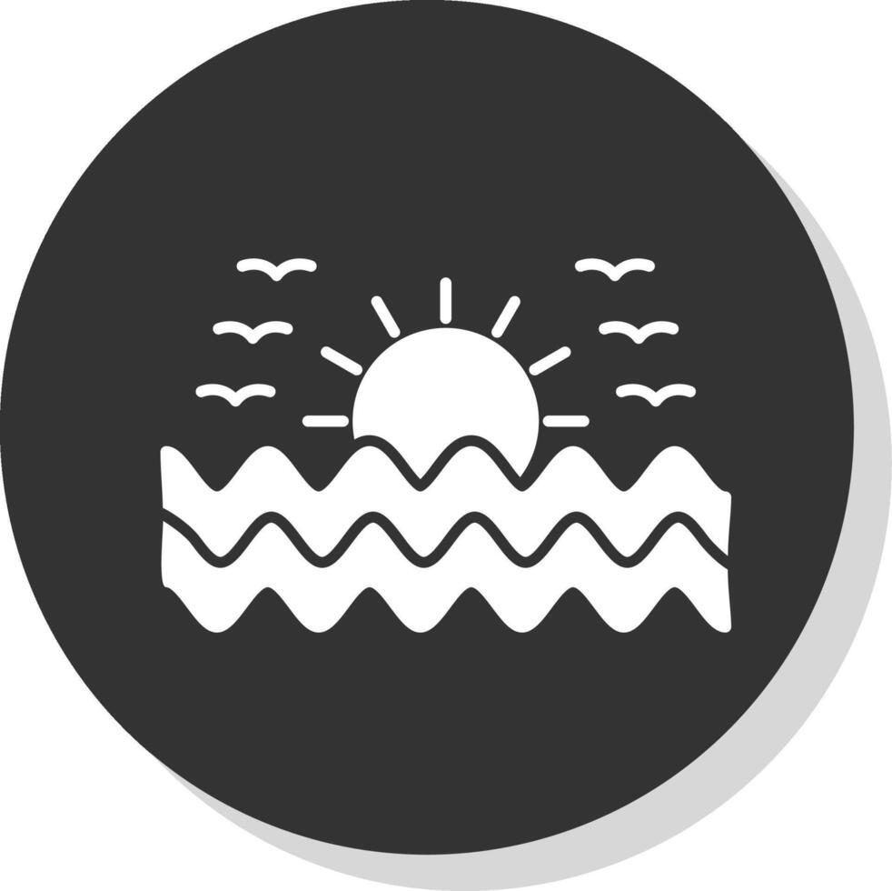 puesta de sol glifo gris circulo icono vector