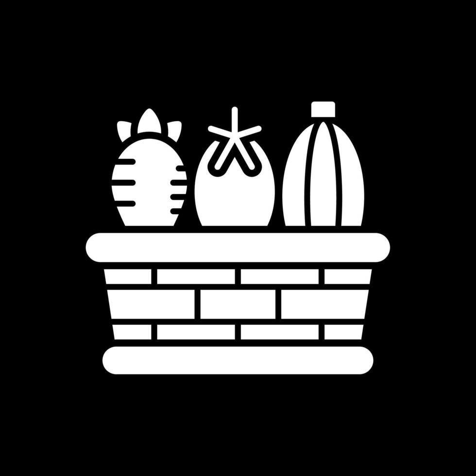 Vegetable Basket Glyph Inverted Icon vector
