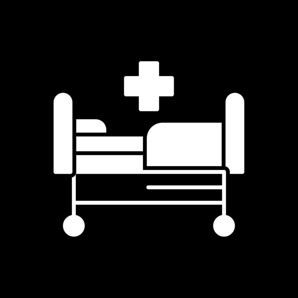 icono de glifo de cama de hospital invertido vector