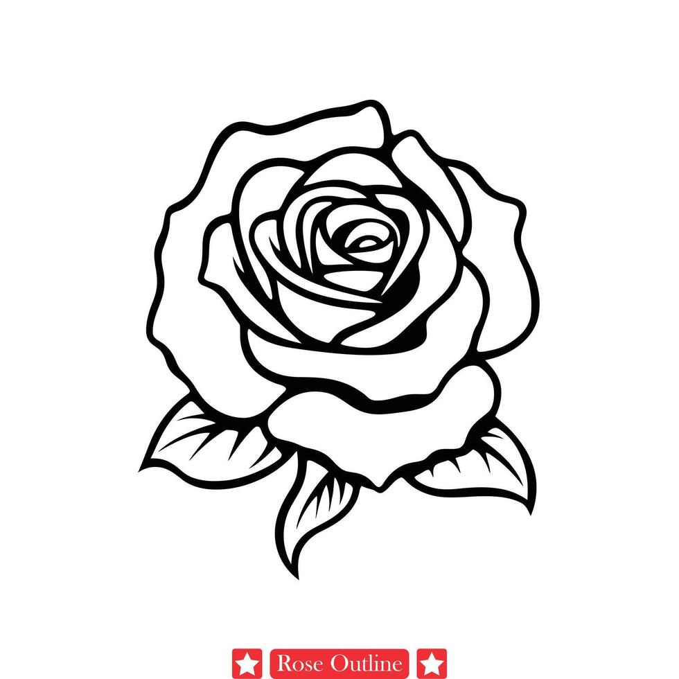 Bold Rose Outline Striking Flower Silhouette for Statement Jewelry, Accessories, and Art Prints vector