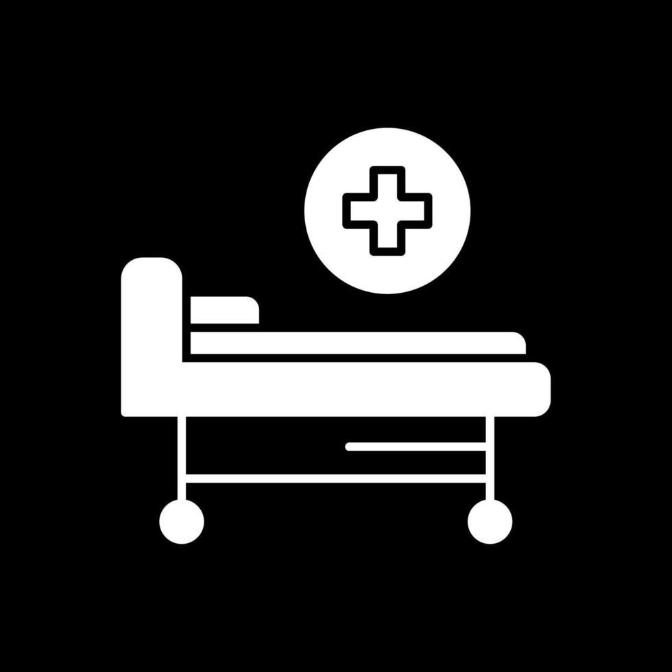 icono de glifo de cama de hospital invertido vector