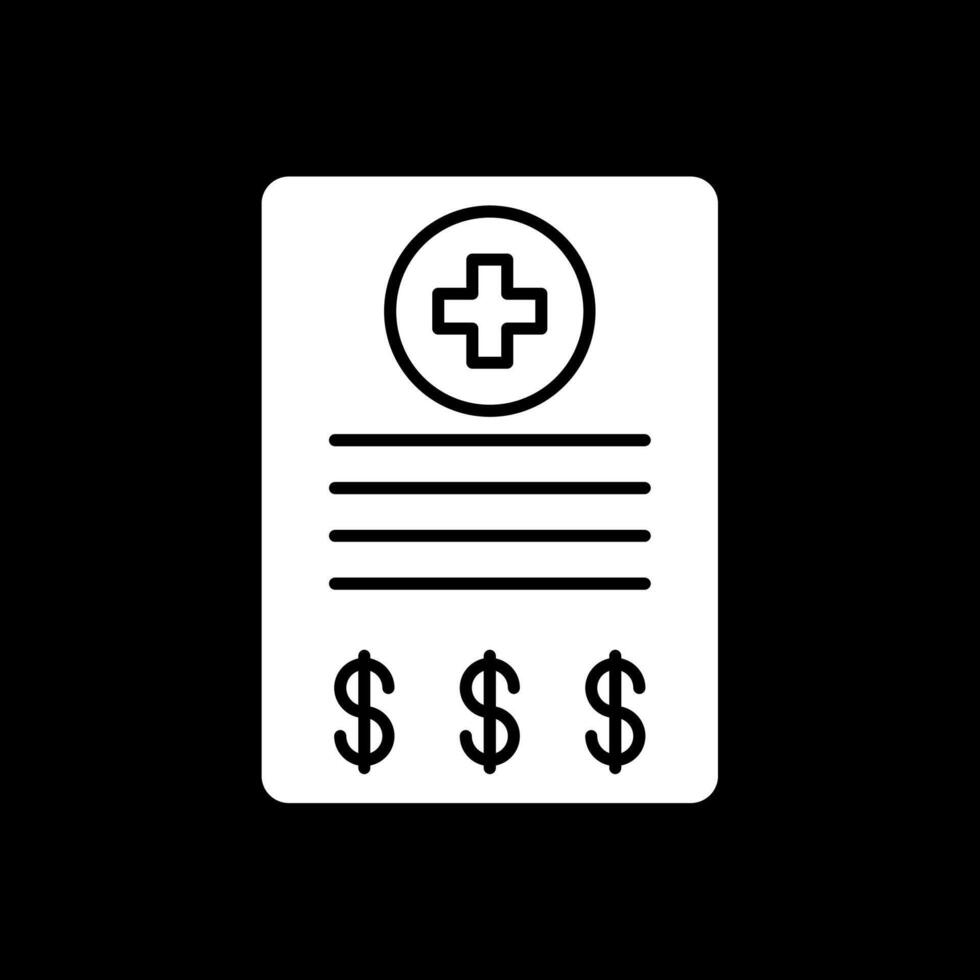 Medical Bill Glyph Inverted Icon vector