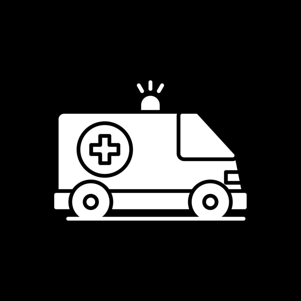 icono de glifo de ambulancia invertido vector