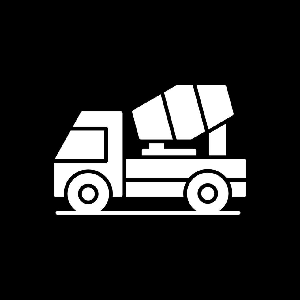 Concrete Mixer Glyph Inverted Icon vector