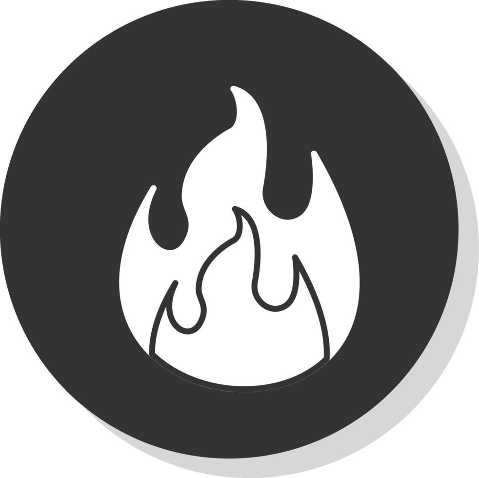 fuego glifo gris circulo icono vector