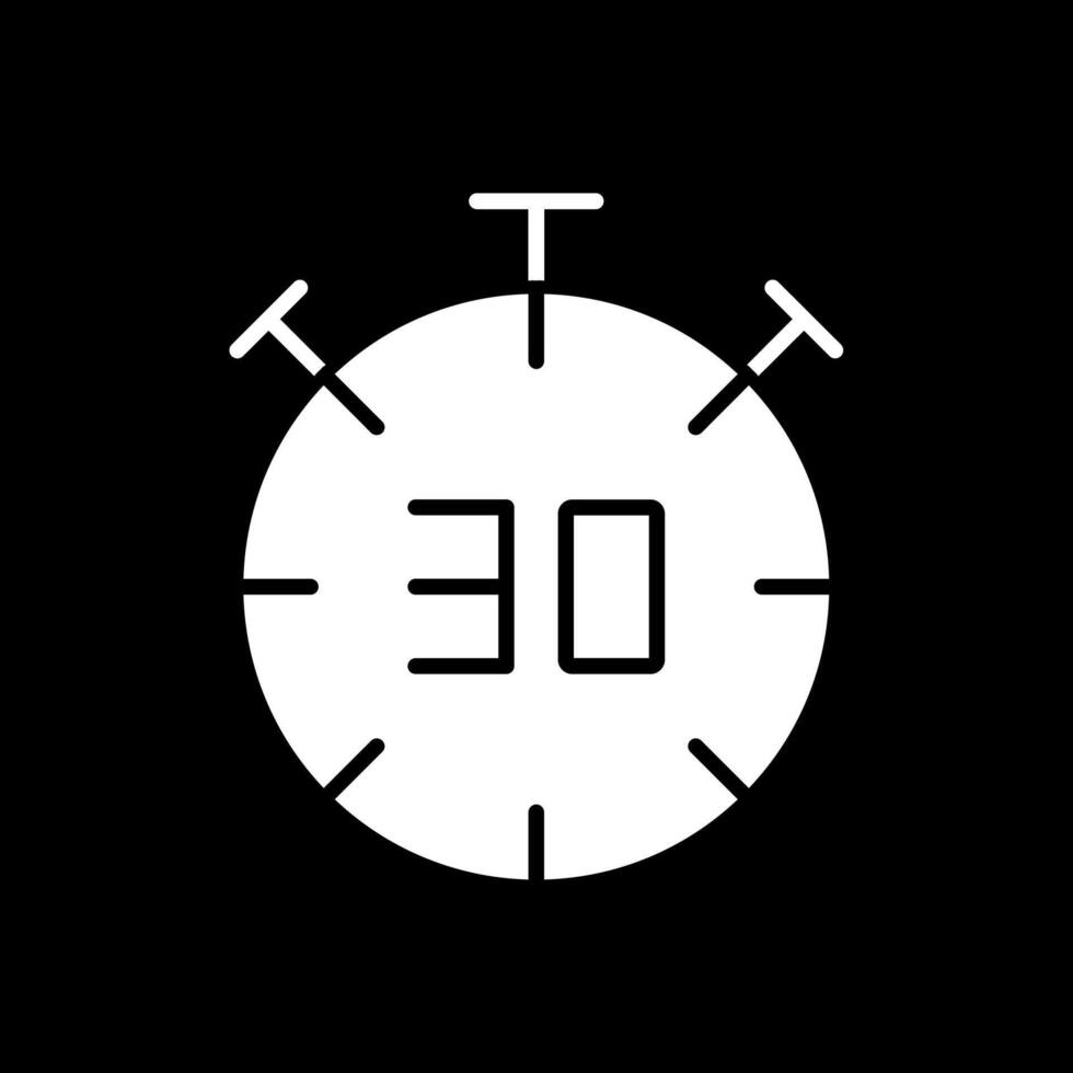 medio hora glifo invertido icono vector